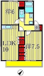 ファミーユ低見台 2LDKの間取図画像