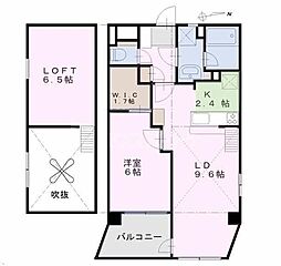 オアシスA棟 1LDKの間取図画像