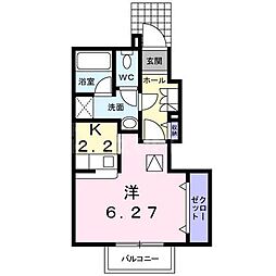 リトル・シャトウY ワンルームの間取図画像