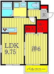 アプレット南流山 1LDKの間取図画像