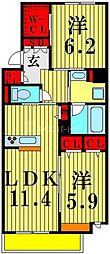 シャーメゾン明原三丁目 2LDKの間取図画像