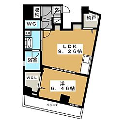 コリドール山手 1LDKの間取図画像
