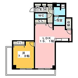 OceanTower 1LDKの間取図画像