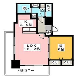 OceanTower 1LDKの間取図画像
