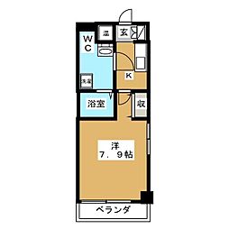 ラビバーレ阪東橋 1Kの間取図画像