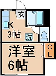 フォーブル藤野 1Kの間取図画像