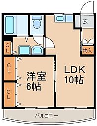 グレースマンションタジリ 1LDKの間取図画像
