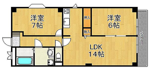 フィノ・カサ宝南 ｜兵庫県宝塚市湯本町(賃貸マンション2LDK・2階・55.72㎡)の写真 その2