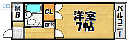 シャトー栄根2 1Kの間取図画像