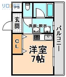 デューNH新伊丹 ワンルームの間取図画像