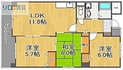 メルベーユ宝塚 3LDKの間取図画像