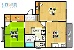 ラークヒルズ壱番館 2DKの間取図画像