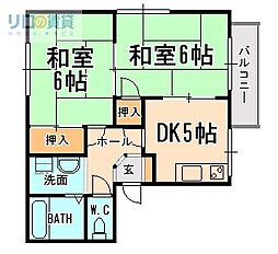 アネックス宝塚 2DKの間取図画像