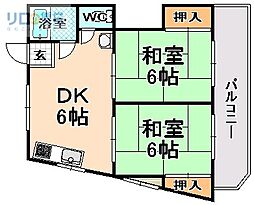 愛晃ハイツ 2DKの間取図画像