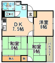 米谷マンション 3DKの間取図画像
