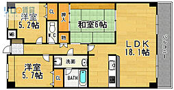 アジュール宝塚 3LDKの間取図画像