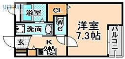 リバーサイドメゾン荒牧 1Kの間取図画像