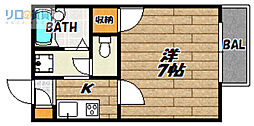 コンフォール売布 1Kの間取図画像