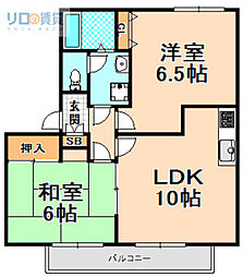マインド倉橋A棟 2LDKの間取図画像