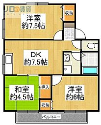 ボナミ田中ハイツ 3DKの間取図画像