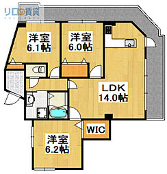 ロータリー宝塚南口 3LDKの間取図画像