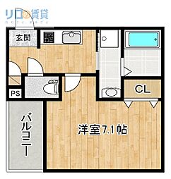 川西市小花1丁目アパート 1Kの間取図画像