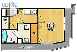 プレシャス小林 1Kの間取図画像