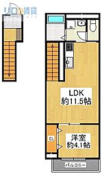 リベルテ逆瀬川 1LDKの間取図画像