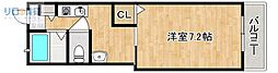 ラフィネ花屋敷 1Kの間取図画像