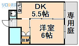シャンテ中山 1DKの間取図画像