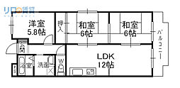 ドムール宝塚 3LDKの間取図画像
