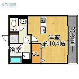 プラティーク宝塚 ワンルームの間取図画像
