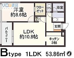ラークヒルコート 1LDKの間取図画像