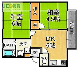 アーバングリーン 2DKの間取図画像