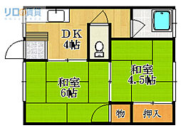中山寺ハイツ 2DKの間取図画像