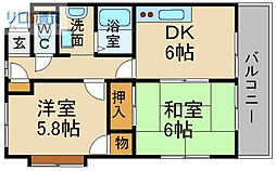 メゾンおばやし 2DKの間取図画像