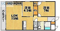 アルウェットグランドステージ 2LDKの間取図画像
