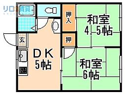 秀明ハイツ 2DKの間取図画像