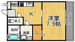 グランシャリオ中山 1Kの間取図画像