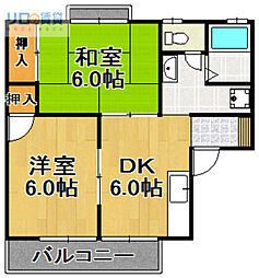 セジュール俵 2DKの間取図画像
