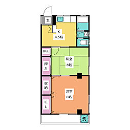 第1稲付ハイツ 2階2Kの間取り