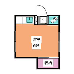 藤荘 2階ワンルームの間取り