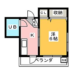 赤羽ウエストハイツ 3階1Kの間取り