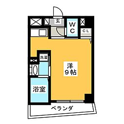 ハックベリー ワンルームの間取図画像