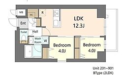 S-RESIDENCE王子enable 2LDKの間取図画像