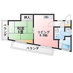 カーサ竹矢 1LDKの間取図画像