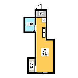 かいづかファミリア1 ワンルームの間取図画像