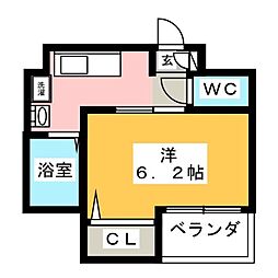 カーサ浮間 1Kの間取図画像