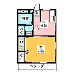 シャイン王子神谷 1Kの間取図画像
