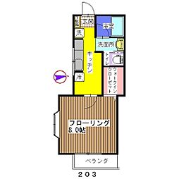 メゾンピュア 1Kの間取図画像